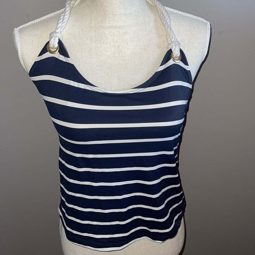 Blue and White bathing-suit Top